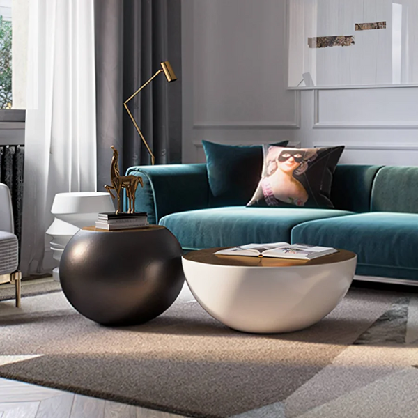 Black and white nesting center table set for living room