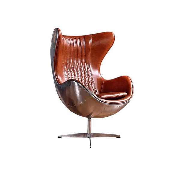Aviator Office Chair – Aluminium Shell Egg Chair with PU Leather Upholstery, High-Density Foam Cushion, Modern Ergonomic Executive Lounge Chair for Home & Office Use - My Store