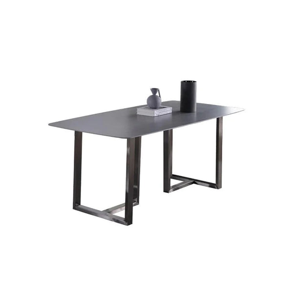 Camden Grey Dining Table – Modern Painted Steel Metal Dining Table for Kitchen, Dining Room & Contemporary Home Spaces