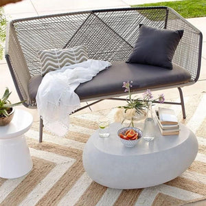 Carmean Rattan Outdoor Chair with Matching Footstool – Modern Garden Lounge Seating Set, Grey/Blue, Aluminium Frame Patio Furniture for Relaxed Outdoor Comfort - My Store