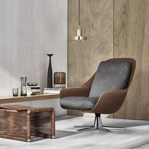 Herton Modern Swivel Lounge Chair with Ottoman Set – Velvet Upholstered Armchair with High-Density Foam Cushion & Painted Steel Base – Contemporary Living Room Accent Seating - My Store