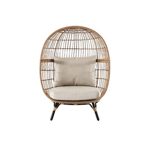 Simera Rattan Ball Chair with Stand – Indoor & Outdoor Hanging Garden Chair with Cushions, Modern Patio Egg Chair for Balcony, Conservatory & Garden – Oak Finish - My Store