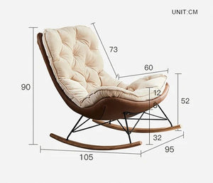 Phoebe Suede Rocking Chair – Contemporary Wooden Rocker with High-Density Cushioning, Solid Wood Frame & Steel Reinforcement – Comfortable Indoor Lounge Chair (Grey & Beige) - My Store