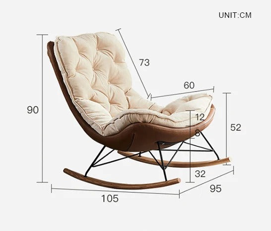 Phoebe Suede Rocking Chair – Contemporary Wooden Rocker with High-Density Cushioning, Solid Wood Frame & Steel Reinforcement – Comfortable Indoor Lounge Chair (Grey & Beige) - My Store