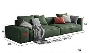 Aula 4 Seater Modular Sofa – Modern Leathaire Upholstered Large Couch, Contemporary Living Room Sofa with Metal Legs, Spacious 4-Seater Seating in Green, Black, White & Blue - My Store