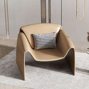U Shape Microfiber Leather Armchair – Contemporary Modern Accent Chair with Soft Cushioned Seating, No Assembly Required, Available in Grey, Black, White, Brown & Blue - My Store