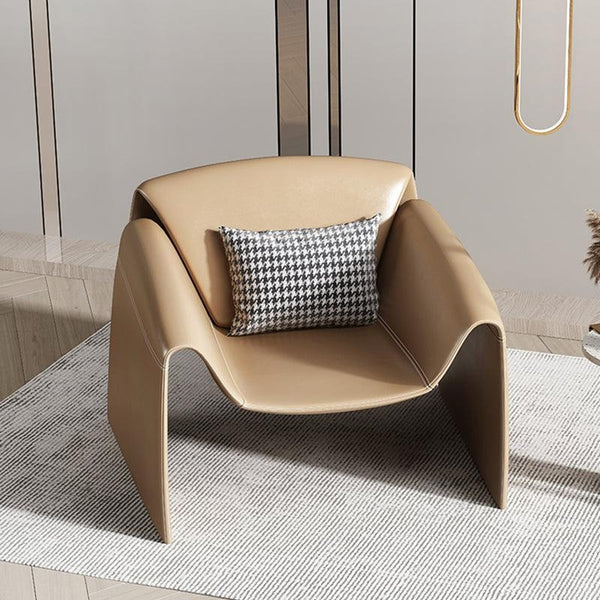 U Shape Microfiber Leather Armchair – Contemporary Modern Accent Chair with Soft Cushioned Seating, No Assembly Required, Available in Grey, Black, White, Brown & Blue - My Store