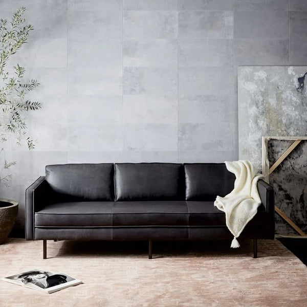 Barbican Real Leather Sofa Set – 2 Seater & 3 Seater Couch | Contemporary Cowhide Leather Living Room Sofa with High-Density Foam Cushions & Steel Frame - My Store
