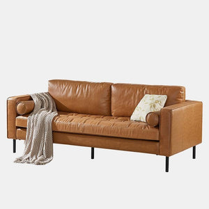 Minimalism Real Leather Sofa – 2 Seater / 3 Seater / Corner Sofa Set, High-Density Foam Cushioning, Modern Luxury Living Room Couch (Black Leather Finish) - My Store