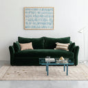 Ritchie Velvet Two Seater Pull Out Sofa Bed – Modern Convertible Sleeper Sofa with Pull-Out Mattress, Compact Space-Saving Guest Bed, Blue/Green/Beige