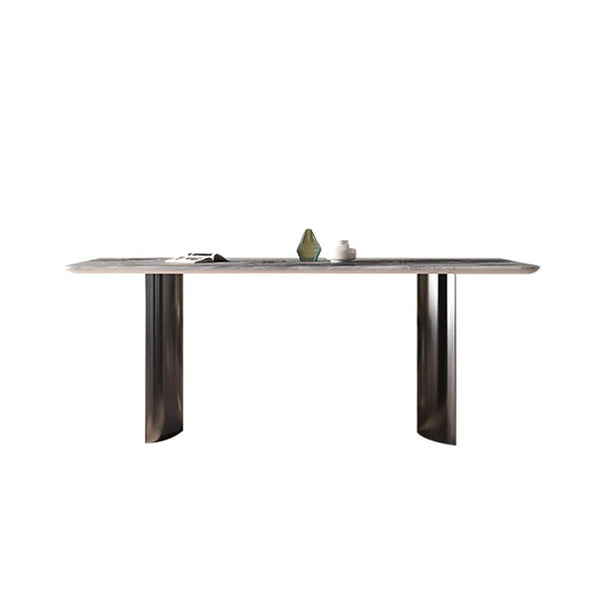 Doris Marble Dining Table with Stainless Steel Base, Modern Luxury Rectangular Dining Table for Kitchen & Dining Room, Contemporary Statement Table