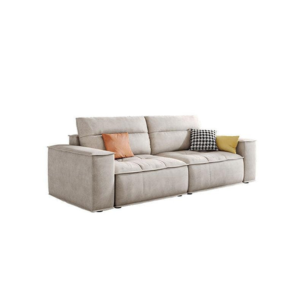 R97 Lou 4 Seater Sofa – Modern Large Leathaire Couch, Spacious Family Living Room Sofa, High-Density Foam Cushioned Four Seater, Contemporary Minimalist Design (Beige/Grey Options) - My Store