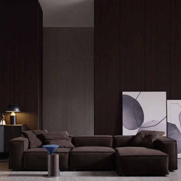 Hee Nordic Suede Sofa – Modern Two & Three Seater & Corner Sofa Set, Contemporary Living Room Couch with High-Density Sponge Cushioning, Brown Finish, Minimalist Design - My Store