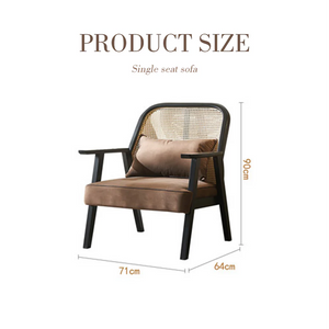 Morris Casual Rattan Two Seater Sofa – Contemporary Wooden Frame Lounge Sofa with Flannelette Cushion Upholstery, Modern Indoor Seating for Living Room, Balcony & Lounge Spaces - My Store