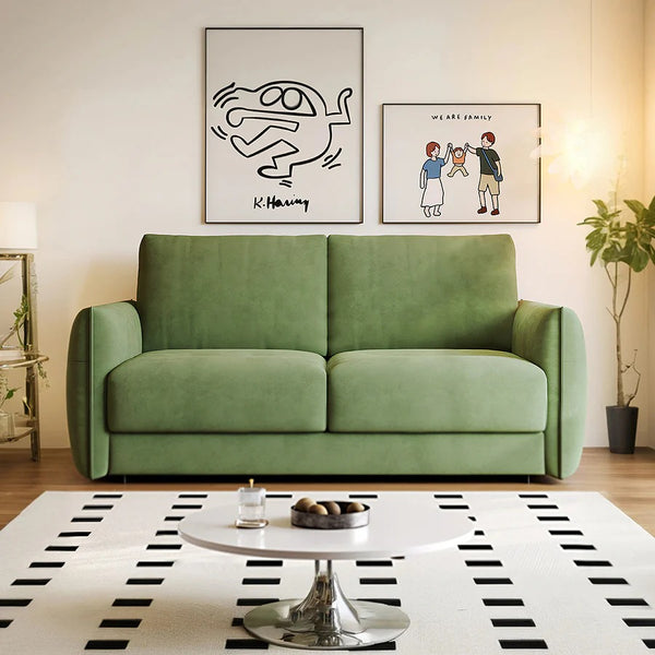 Kaur Two Seater Pull Out Sofa Bed | Modern Convertible Sleeper Sofa | Flannelette Upholstered Frame with High-Density Sponge Mattress | Multi-Size Compact Guest Bed (Multiple Colours)