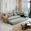 Malhotra L Shape Sofa Bed, Corner Sofa Bed with Pull-Out Sleeping Function, Leathaire Upholstered Modular Lounge Bed Sofa for Living Room – Available in Multiple Sizes & Colours