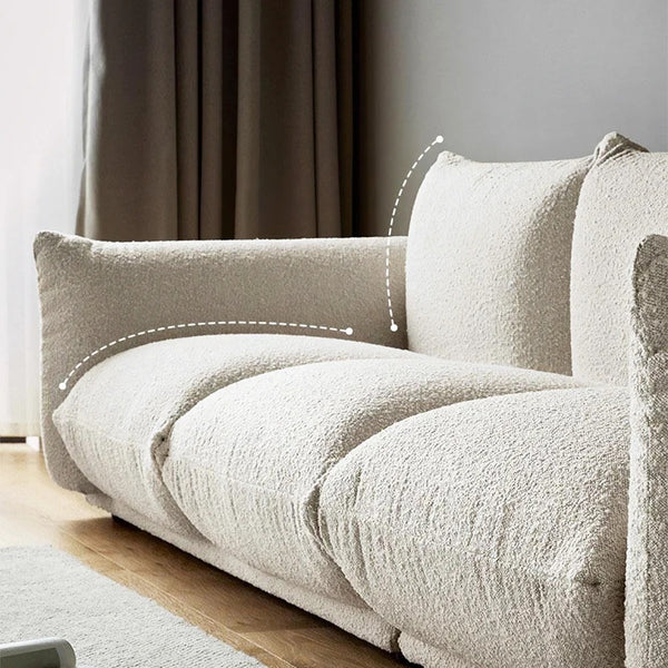 Isabella Modern 3 Seater Sofa – Bouclé or Velvet Upholstery, Contemporary Living Room Couch in Off White & Blue, Fully Assembled Large Sofa - My Store