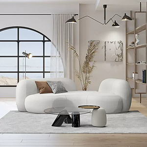 Elara Modern Curved 3 Seater Bouclé Sofa – Contemporary Upholstered Lounge Couch, Plush Soft Seating, Elegant Curved Designer Sofa for Living Room & Office - My Store