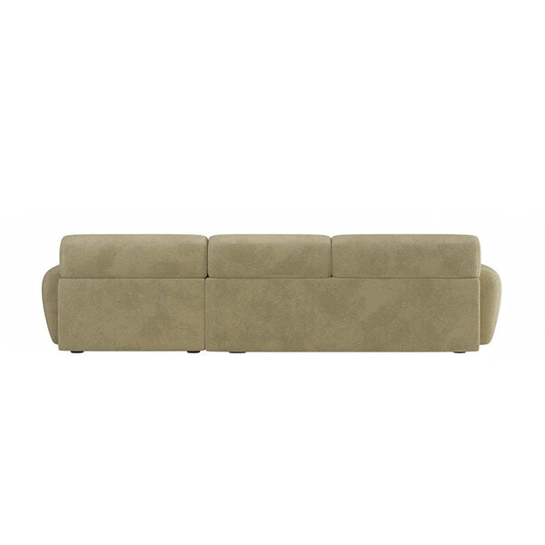 Khatri L-Shaped Three Seater Corner Sofa – Premium Chenille Fabric Modular Sofa Set for Living Room | Contemporary Modern Design (Light Green & Dark Green)
