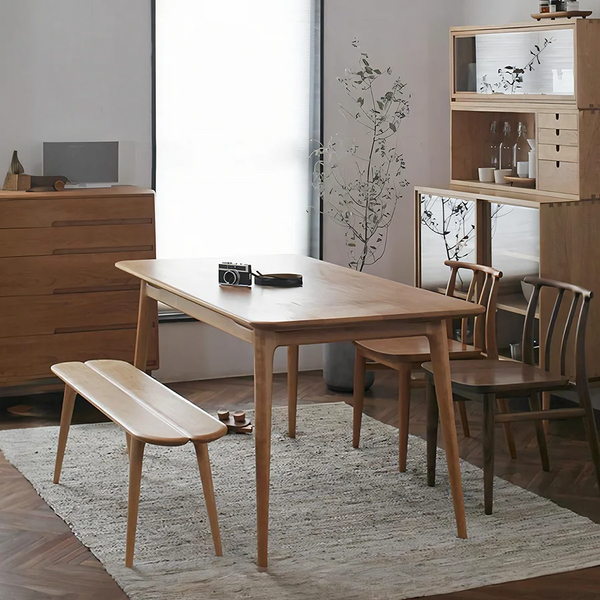 Giano Solid Wood Dining Table in Oak Finish, Modern Rectangular Dining Table for Kitchen & Dining Room, Contemporary Wooden Table for 4 to 6 Seaters