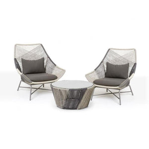 Carmean Rattan Outdoor Chair with Matching Footstool – Modern Garden Lounge Seating Set, Grey/Blue, Aluminium Frame Patio Furniture for Relaxed Outdoor Comfort - My Store