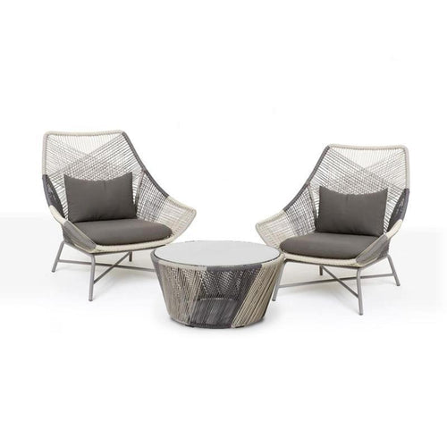 Carmean Rattan Outdoor Chair with Matching Footstool – Modern Garden Lounge Seating Set, Grey/Blue, Aluminium Frame Patio Furniture for Relaxed Outdoor Comfort - My Store