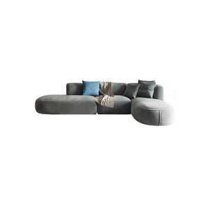 FIN 4-Seater Corner Sofa | Grey Velvet L-Shaped Modern Sofa | Contemporary Living Room Couch | Comfortable Family Sofa Set
