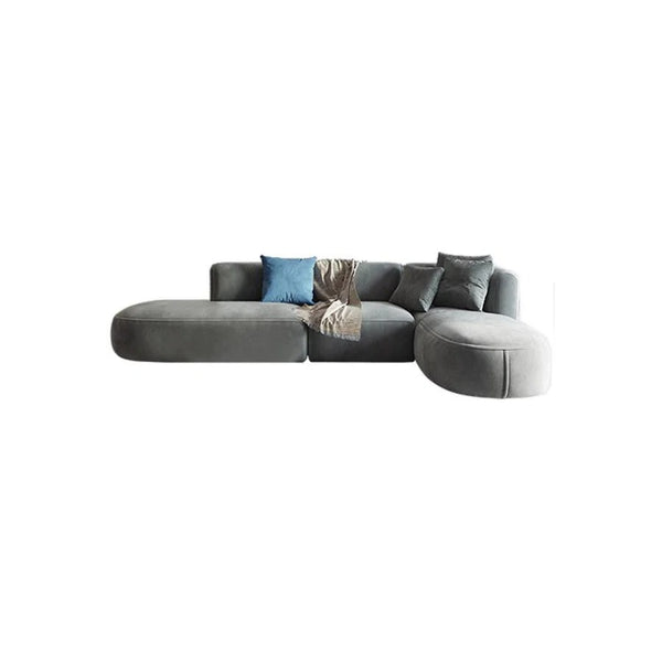 FIN 4-Seater Corner Sofa | Grey Velvet L-Shaped Modern Sofa | Contemporary Living Room Couch | Comfortable Family Sofa Set