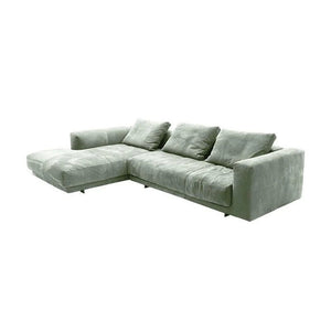 Goswell Green Linen Two Seater Corner Sofa with Painted Steel Frame – Modern Contemporary Living Room Sofa with Wooden Legs Assembly Required - My Store