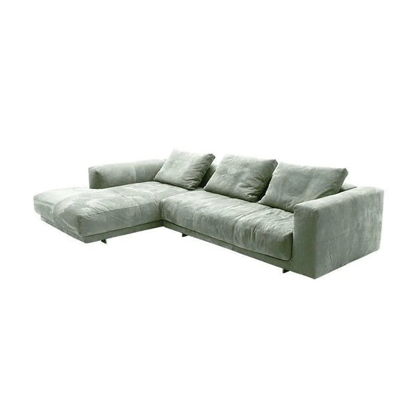 Goswell Green Linen Two Seater Corner Sofa with Painted Steel Frame – Modern Contemporary Living Room Sofa with Wooden Legs Assembly Required - My Store