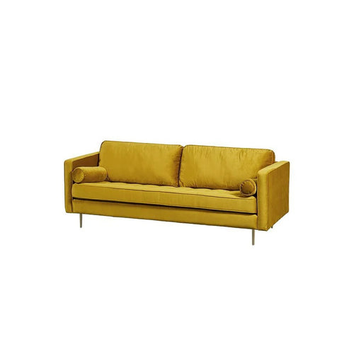 Hanoi Velvet Two Seater Sofa – Modern Contemporary 2-Seater Couch with Painted Steel Legs, Comfortable Upholstered Living Room Sofa (Grey, Blue, Green, Yellow) - My Store