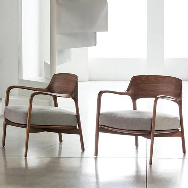 Hans Wegner Inspired Dark Oak Armchair – Contemporary Solid Wood Lounge Chair with Upholstered Fabric Seat, Modern Scandinavian Accent Chair for Living Room & Office - My Store