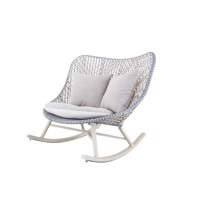 Temescal Rattan Rocking Garden Chair, Indoor & Outdoor Metal Frame Rocking Armchair, Modern Rattan Rope Patio Relax Chair – Grey, Green, Red - My Store
