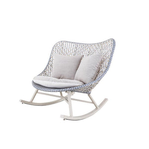 Temescal Rattan Rocking Garden Chair, Indoor & Outdoor Metal Frame Rocking Armchair, Modern Rattan Rope Patio Relax Chair – Grey, Green, Red - My Store