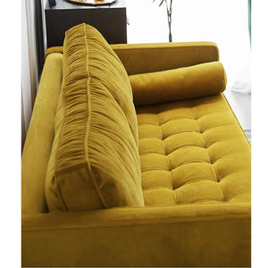 Hanoi Velvet Two Seater Sofa – Modern Contemporary 2-Seater Couch with Painted Steel Legs, Comfortable Upholstered Living Room Sofa (Grey, Blue, Green, Yellow) - My Store
