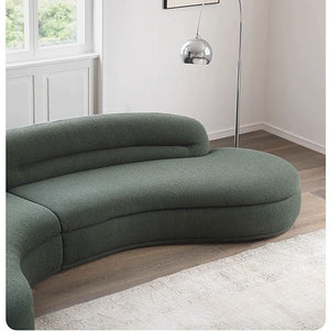 Yannik Four Seater Curved Sofa – Snowflake Velvet Upholstery, Modern Contemporary Lounge Sofa with High-Resilience Sponge Cushioning, Elegant Green Living Room Sofa