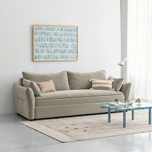 Ritchie Velvet Two Seater Pull Out Sofa Bed – Modern Convertible Sleeper Sofa with Pull-Out Mattress, Compact Space-Saving Guest Bed, Blue/Green/Beige