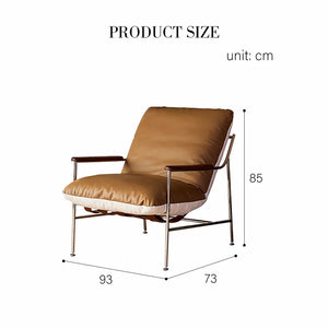 Prasad Lounge Chair with Ottoman – Real Leather Accent Armchair with Stainless Steel Base, Modern Reclining Lounge Seat with Footrest, Contemporary Living Room Chair - My Store