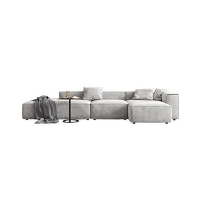 Yetta Grey Velvet Three Seater Corner Sofa | Modern Contemporary L-Shaped Sofa Set with Soft Cushioned Seating & Sturdy Frame