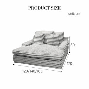 Echeverría Corduroy Bean Bag Sofa – Convertible Day Bed Chaise & Armchair, Modern Plush Lounge Seating for Living Room & Bedroom, Light Grey - My Store