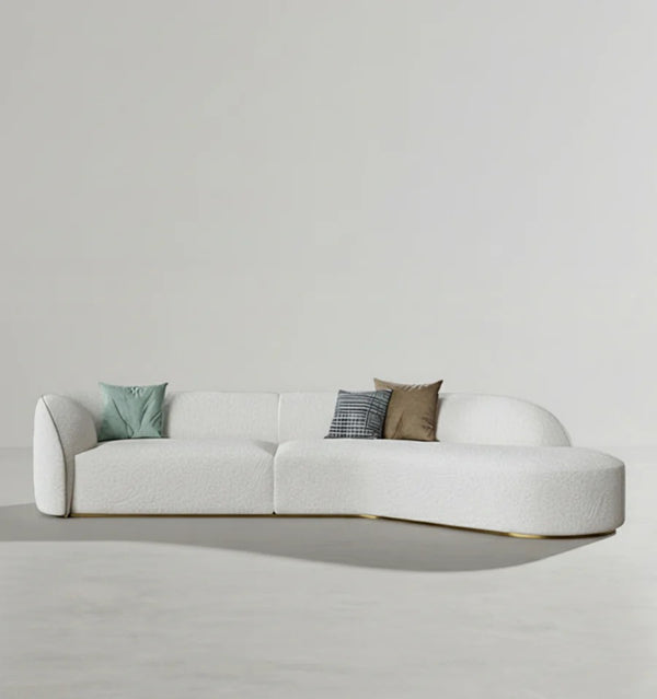 Welby Curved 3-Seater Sofa – Modern Boucle or Velvet Upholstered Living Room Couch, Contemporary Lounge Seating in Grey or White - My Store