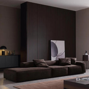 Hee Nordic Suede Sofa – Modern Two & Three Seater & Corner Sofa Set, Contemporary Living Room Couch with High-Density Sponge Cushioning, Brown Finish, Minimalist Design - My Store