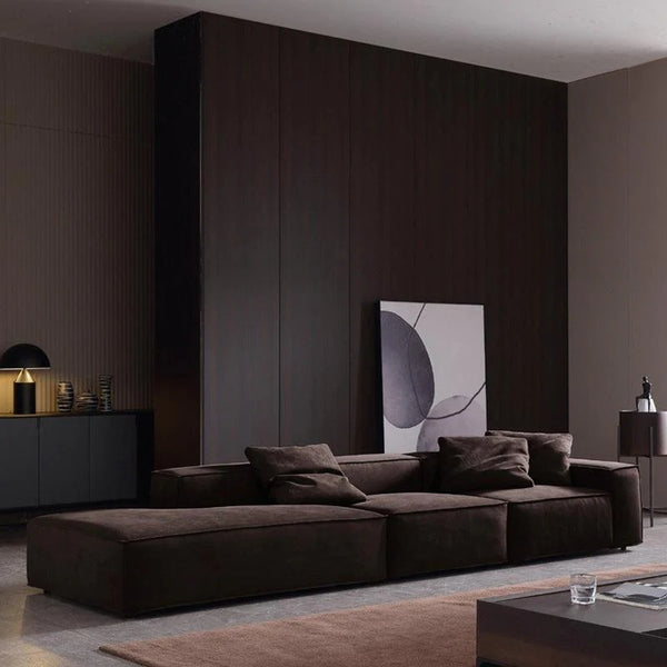 Hee Nordic Suede Sofa – Modern Two & Three Seater & Corner Sofa Set, Contemporary Living Room Couch with High-Density Sponge Cushioning, Brown Finish, Minimalist Design - My Store