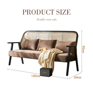 Morris Casual Rattan Three Seater Sofa – Contemporary Wooden Frame Lounge Sofa with Flannelette Cushion Upholstery, Spacious Modern Seating for Living Room, Lounge & Reception Areas - My Store