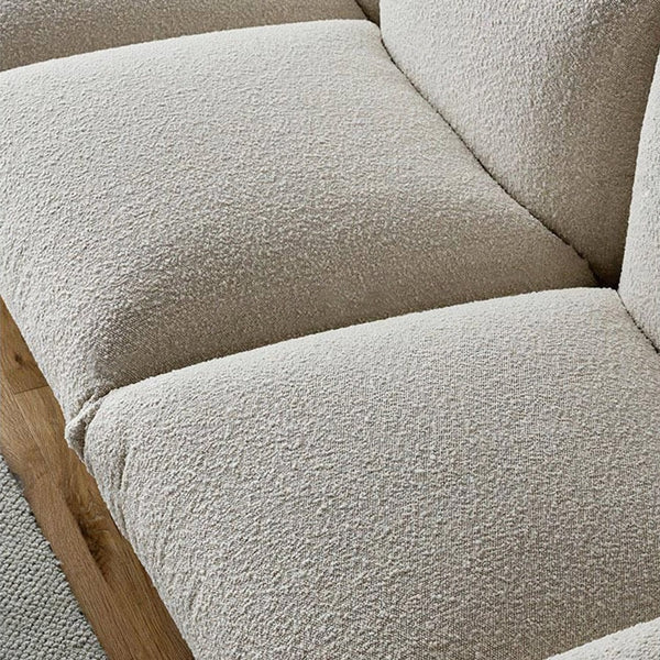 Isabella Modern 3 Seater Sofa – Bouclé or Velvet Upholstery, Spacious Contemporary Living Room Couch in Off White & Blue, Fully Assembled Designer Sofa - My Store