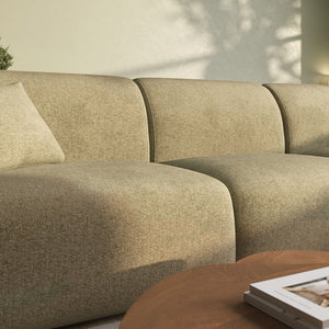 Khatri L-Shaped Three Seater Corner Sofa – Premium Chenille Fabric Modular Sofa Set for Living Room | Contemporary Modern Design (Light Green & Dark Green)