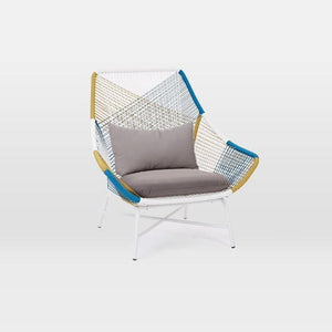 Carmean Rattan Outdoor Chair with Matching Footstool – Modern Garden Lounge Seating Set, Grey/Blue, Aluminium Frame Patio Furniture for Relaxed Outdoor Comfort - My Store