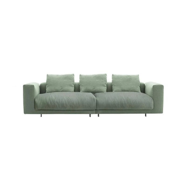 Goswell Green Linen Two Seater Corner Sofa with Painted Steel Frame – Modern Contemporary Living Room Sofa with Wooden Legs Assembly Required - My Store