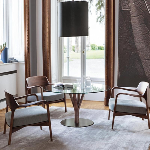 Hans Wegner Inspired Dark Oak Armchair – Contemporary Solid Wood Lounge Chair with Upholstered Fabric Seat, Modern Scandinavian Accent Chair for Living Room & Office - My Store