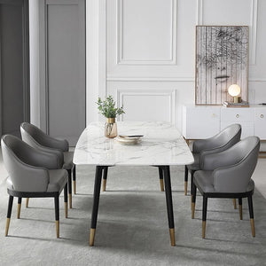 Malvern Modern Dining Table – White Sintered Stone Top with Black Painted Steel Legs, Contemporary Dining Table for 4–6 Seater Homes, Easy Assembly Kitchen & Dining Room Table